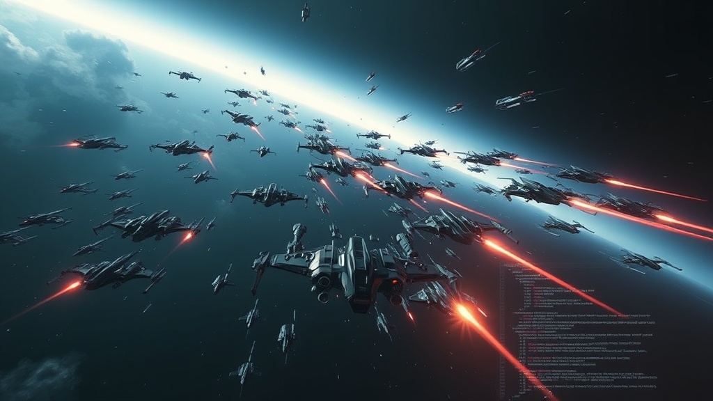 EVE Online in-game screenshot showcasing a large fleet battle