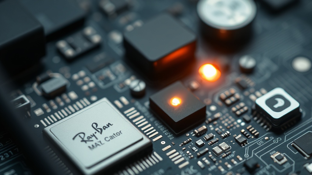 Close-up of Meta Ray-Ban smart glasses with a subtle LED indicator light