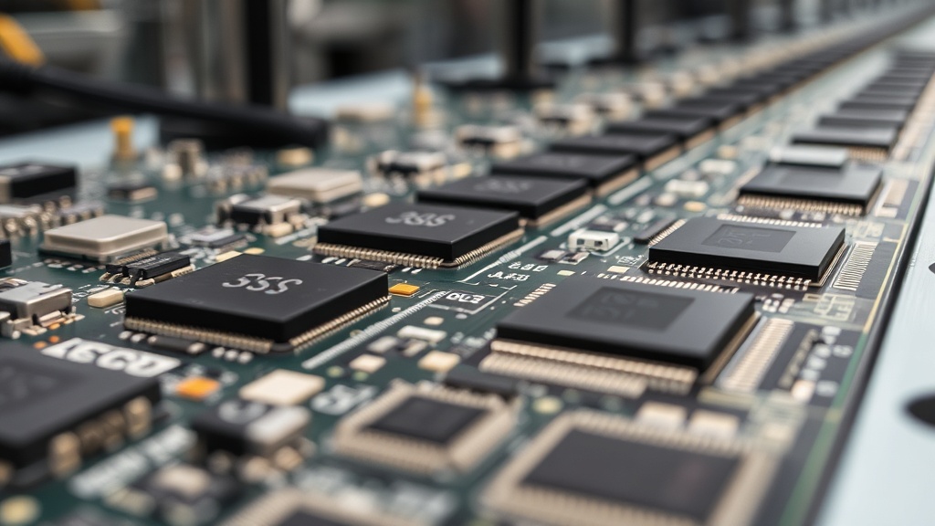 Broadcom semiconductor chips being assembled on a manufacturing line
