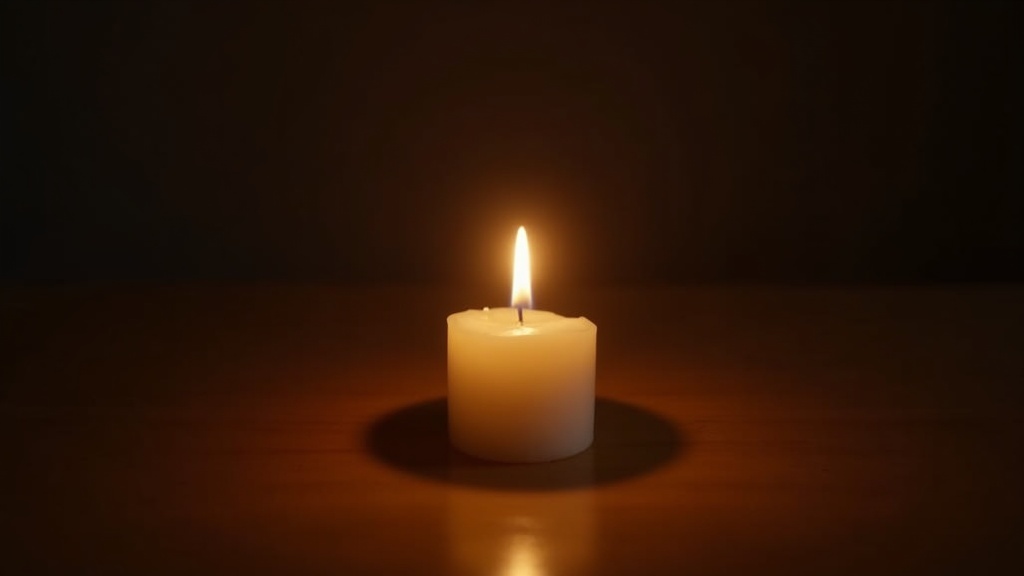 Close-up of a candle flame showing warm amber flickering light
