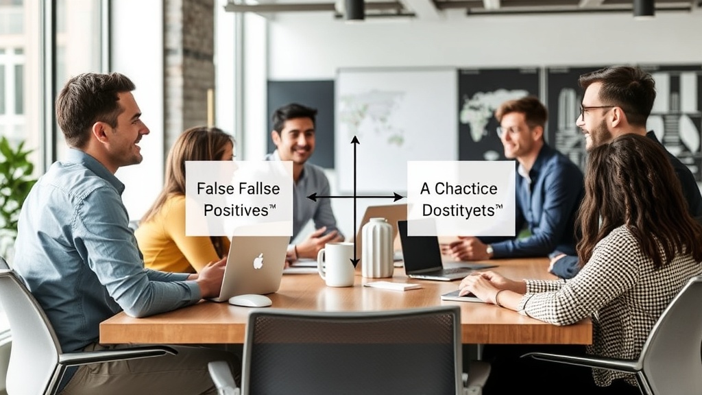 Diagram illustrating the trade-off between false positives and false negatives in AI decision-making.