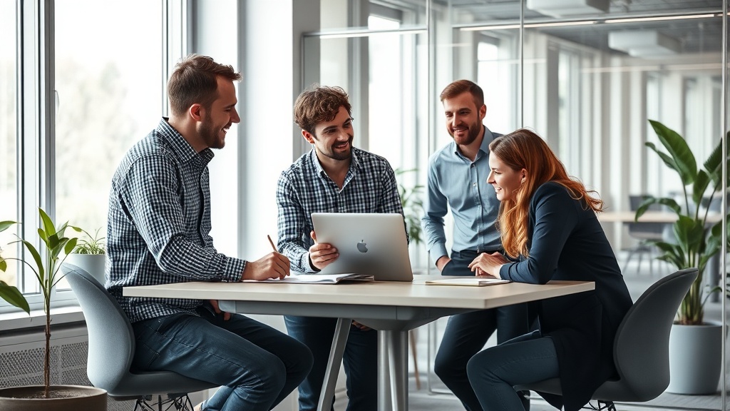 Finto founders discussing AI agent development in their Munich office