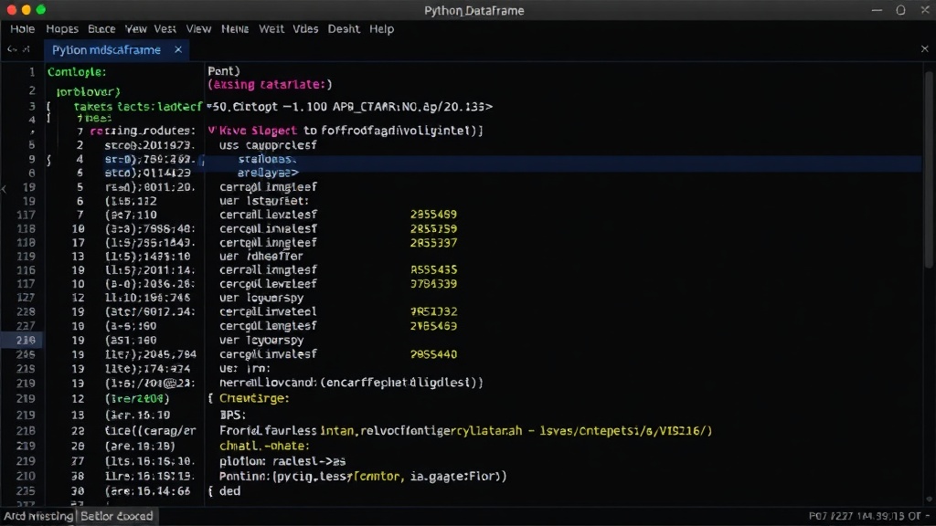 Pandas DataFrame showing missing values highlighted for identification.