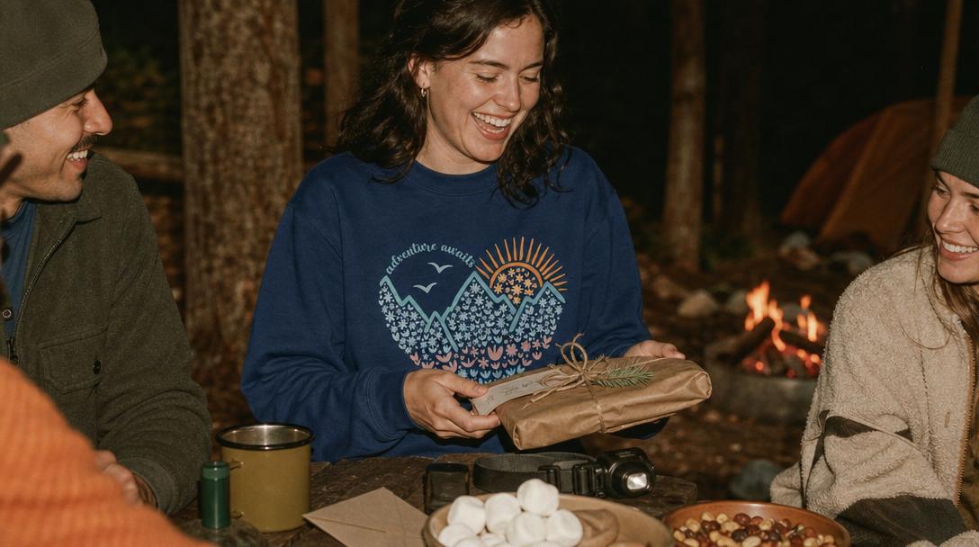Person wearing camping shirt outdoors
