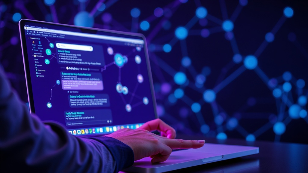 User interacting with an AI chatbot on a laptop screen.