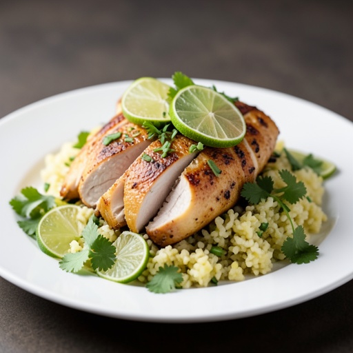 Sous Vide Coconut Lime Chicken with Cilantro Cauliflower Rice