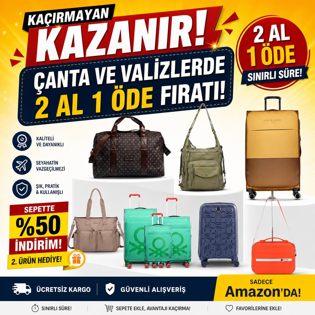 ÇANTA VE VALİZLERDE 2 AL 1 ÖDE FIRATI!