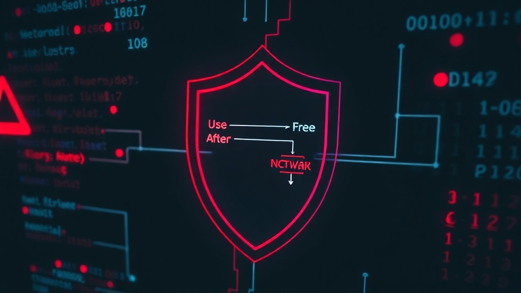 Diagram illustrating a use-after-free vulnerability in memory management