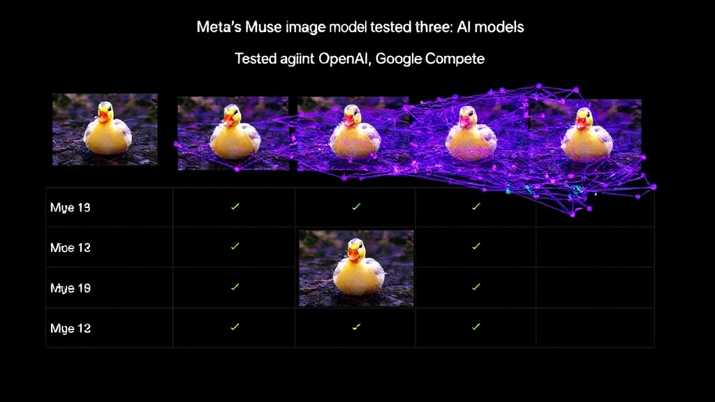 Comparison table showing image edits applied sequentially to a duck across three AI models.
