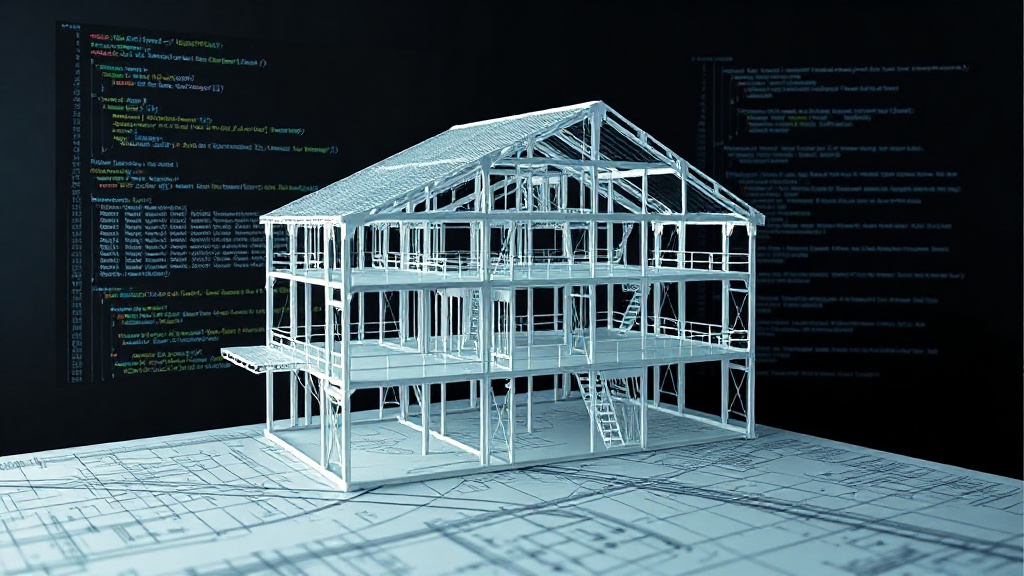 Architectural blueprints detailing structural elements of a building