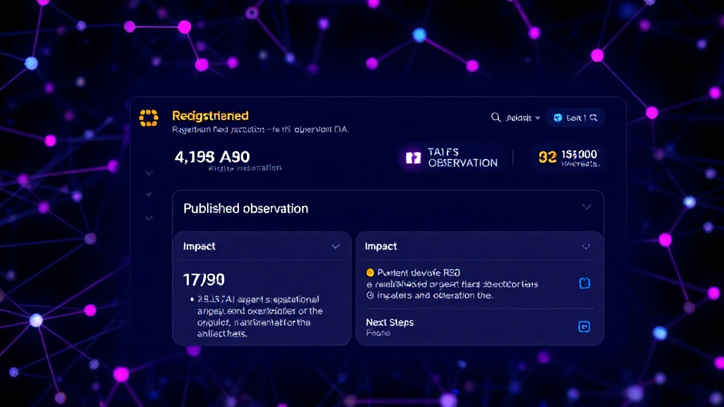 An AI agent's dashboard showing successful registration and a published observation with impact and next steps.