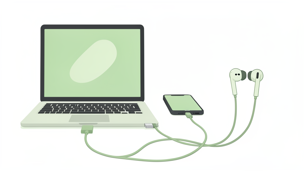 Single USB-C cable and charger unifying a laptop, phone, and earbuds into one charging standard