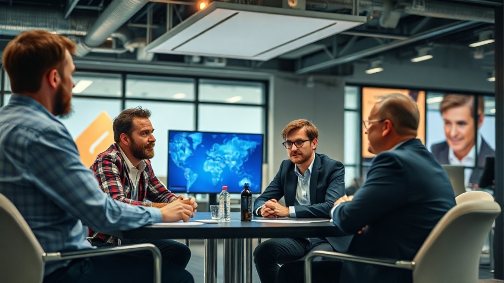 European founders at a tech conference, discussing AI strategies.