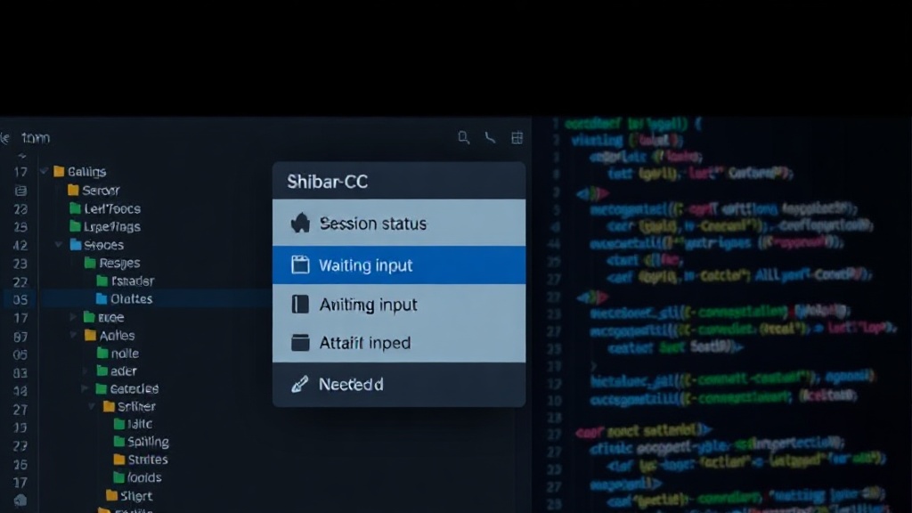 shiibar-cc menu bar icon showing session status: working, awaiting input, or urgent attention needed