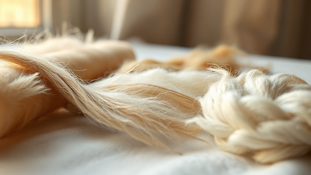 Macro comparison of vicuña, cashmere, and merino fiber strands on white linen