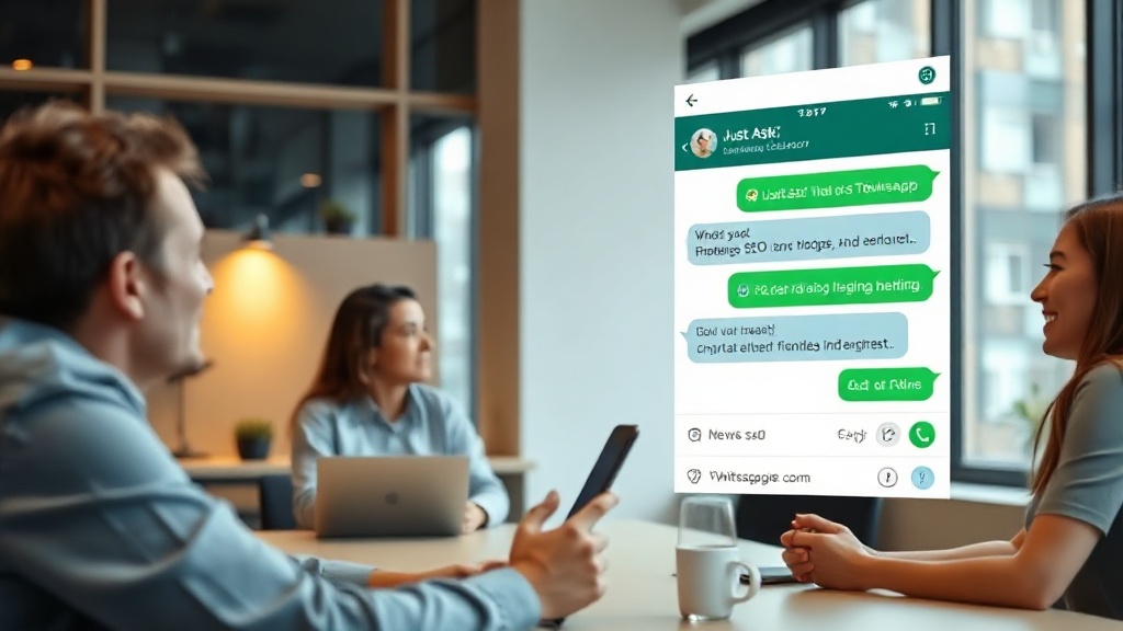 WhatsApp interface showing a user querying SEO data with SEORCE's chatbot