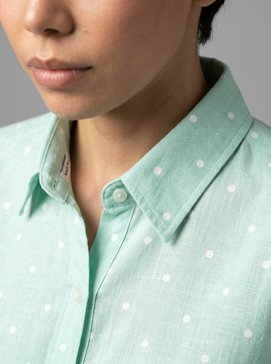Linen Shirt Neckline Macro