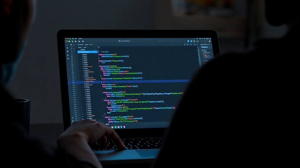 Developers interacting with a Gitea interface on a laptop screen