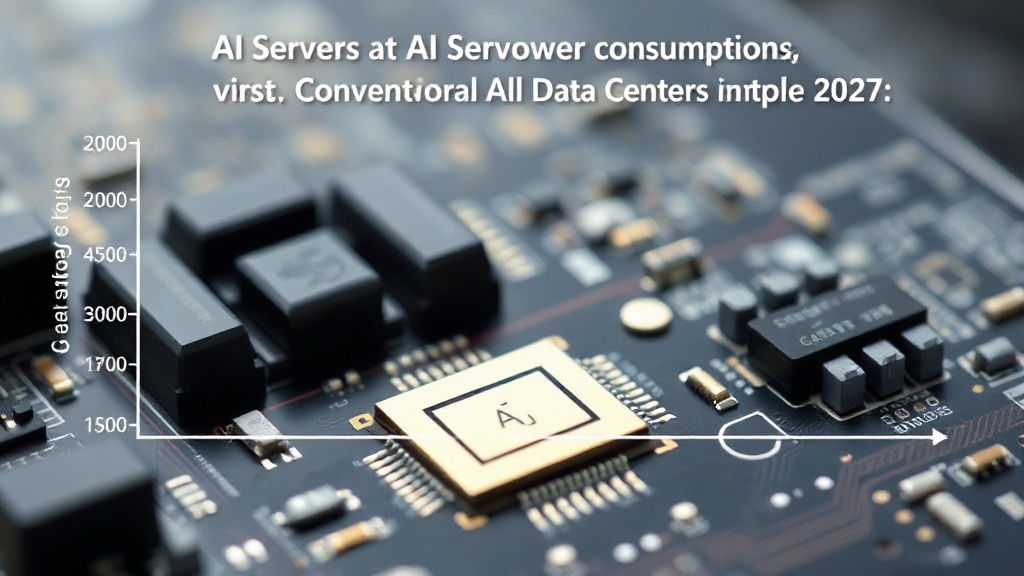Diagram illustrating projected AI server power consumption versus conventional data center hardware over time