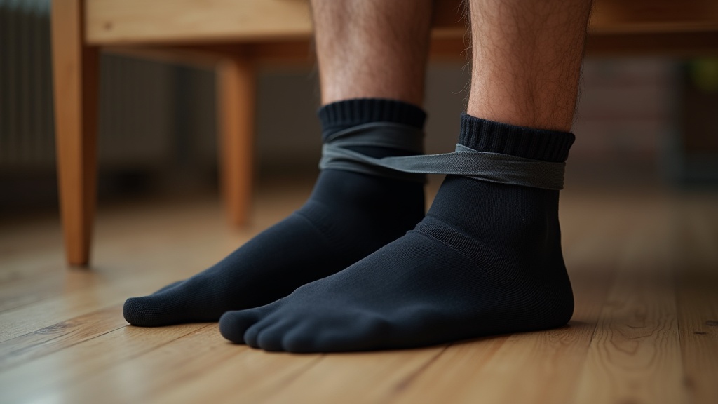 Compression sock being put on correctly over the ankle
