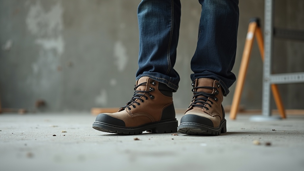 Worker wearing compression socks on a jobsite