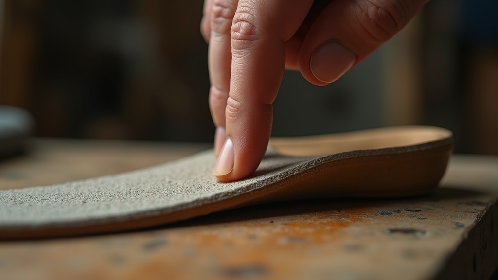 Testing heel compression on a worn work boot insole