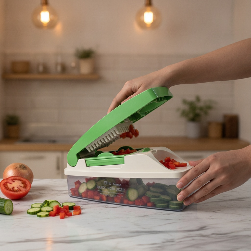 Customer with perfectly chopped vegetables