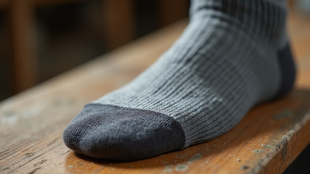 Close-up of Darn Tough Steely Boot sock cushion and knit detail