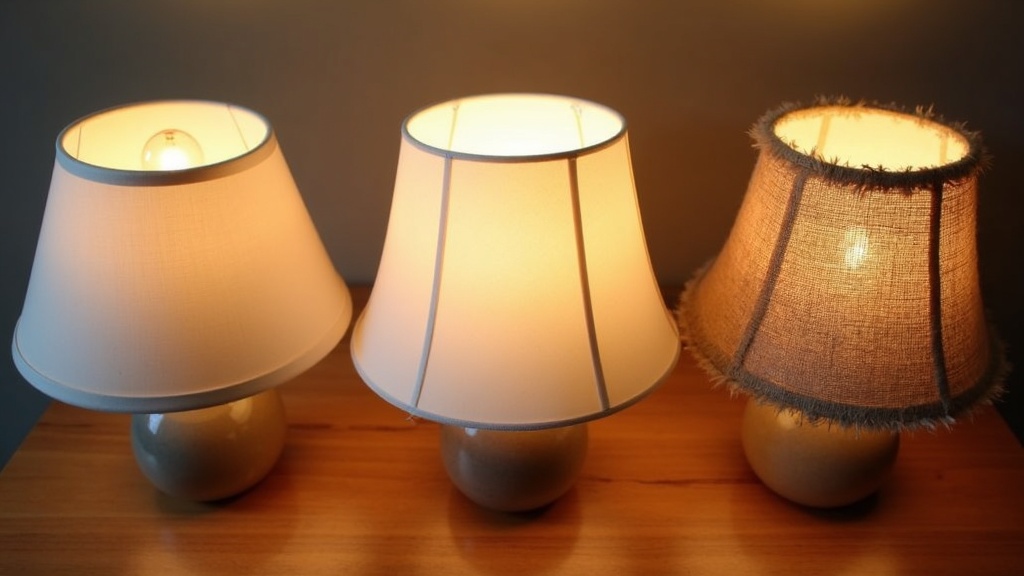 Cotton silk and burlap lampshade light diffusion comparison