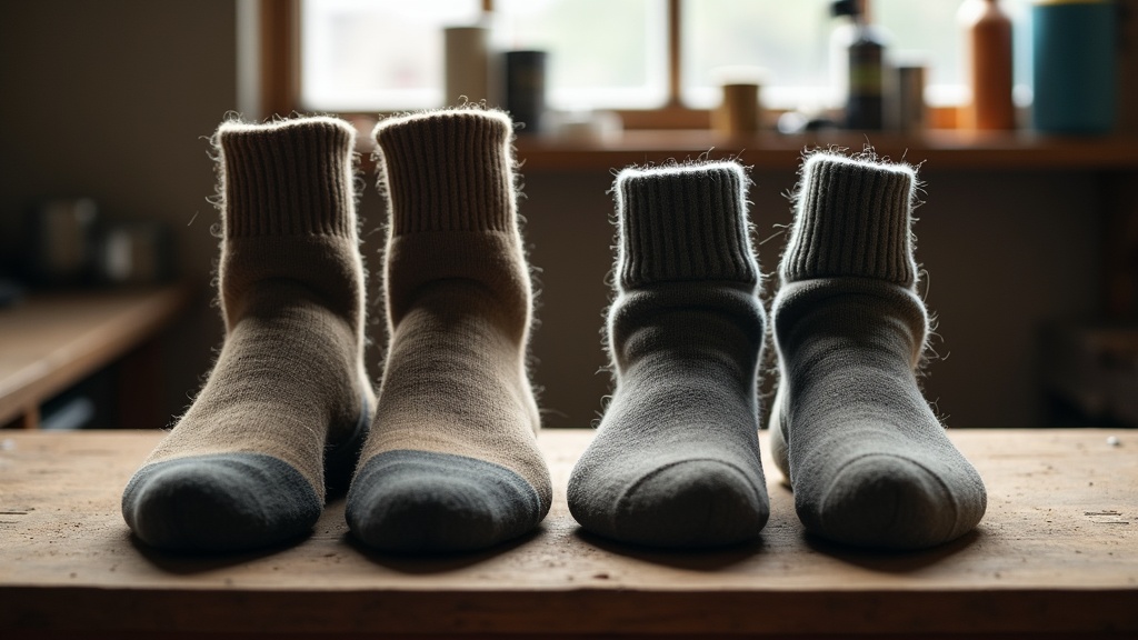 Worn vs. new Darn Tough Steely socks comparison