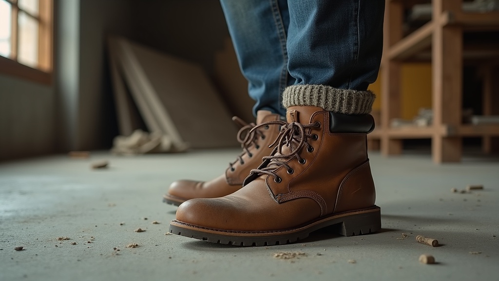 Darn Tough Men's Steely Boot Midweight Work Sock on a jobsite