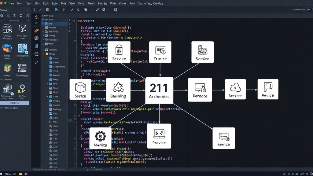 Diagram illustrating the 21-service microservice e-commerce architecture
