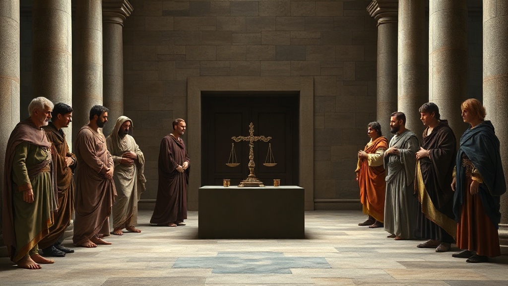 A solemn biblical allegory of justice and public responsibility