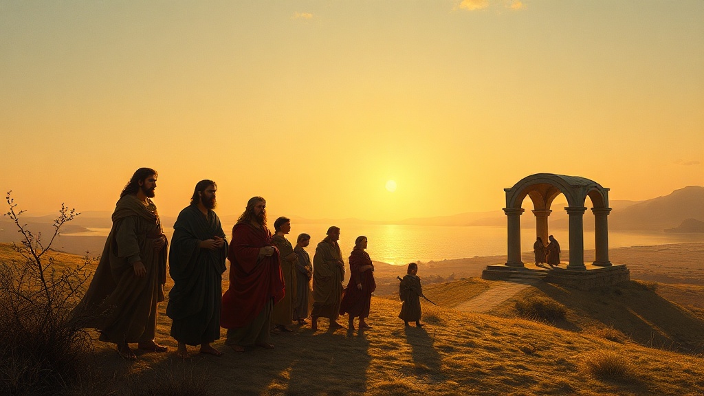 A biblical scene of hope and dawn