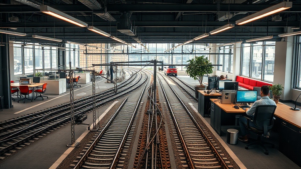 Player-designed intricate railway network showcasing complex junctions and stations.
