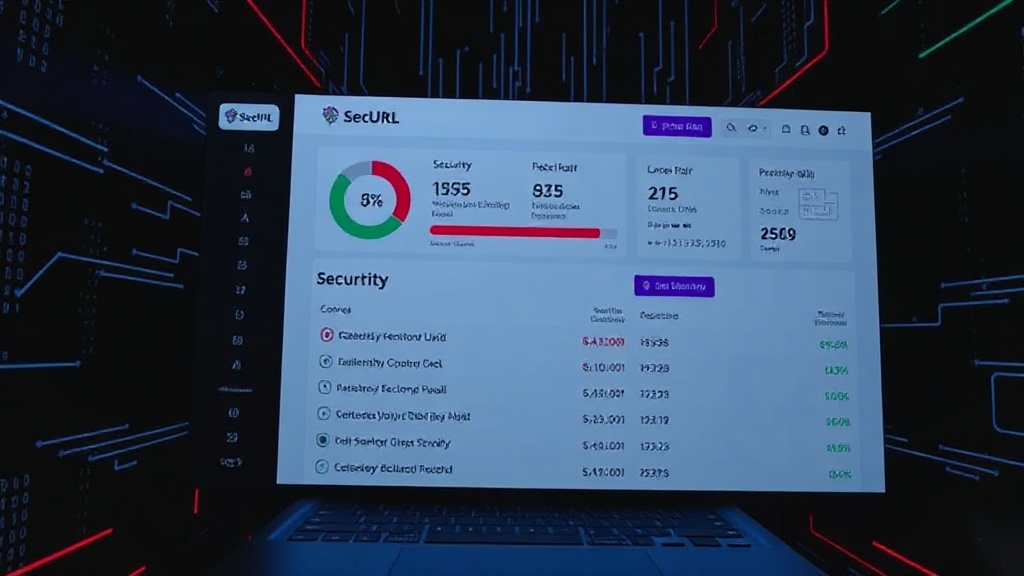 SecURL dashboard showing a security score and prioritized findings for a sample URL