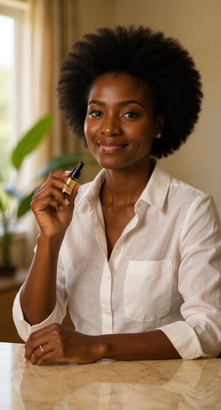Femme ivoirienne utilisant le sérum LumiKnuck