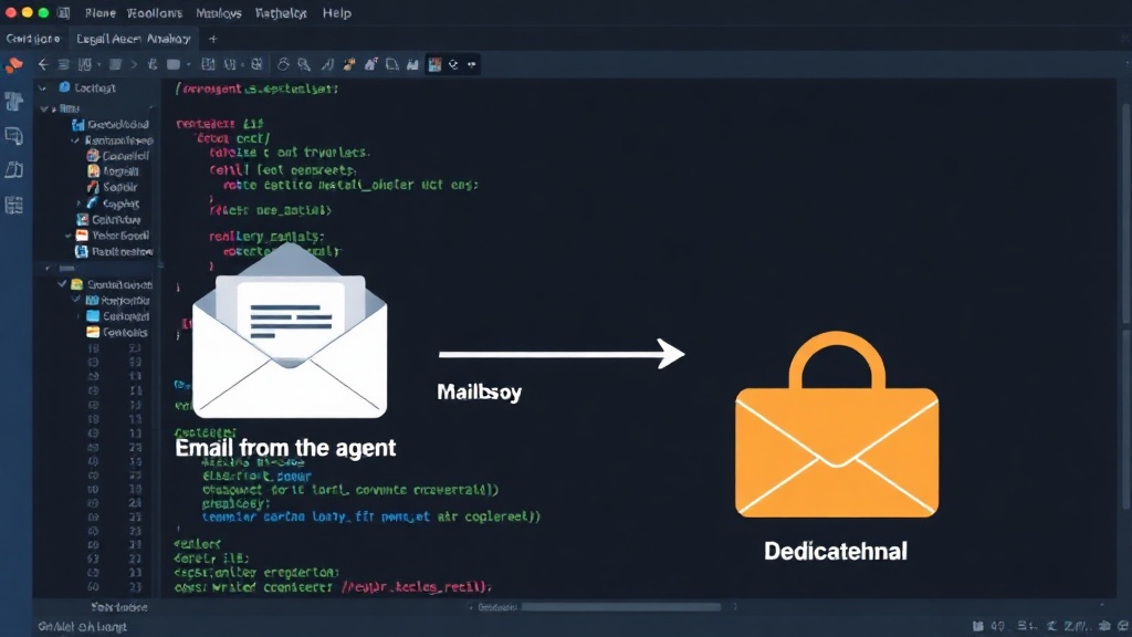 Diagram illustrating the flow of an email from a client to a dedicated agent mailbox and subsequent processing.