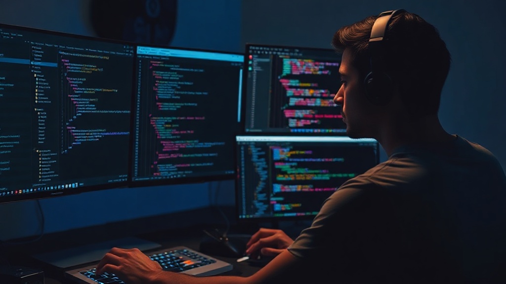 Developer managing multiple terminal windows for code development