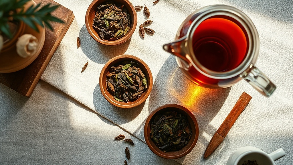 Thés en vrac et théière en verre dans un salon de thé artisanal normand
