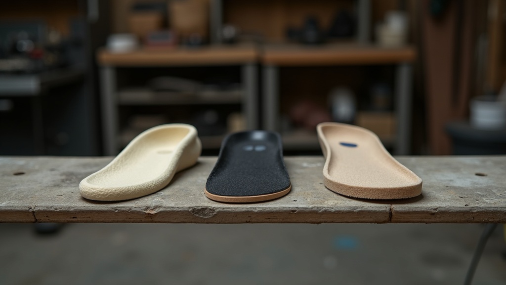 Diferentes tipos de plantillas para botas de trabajo comparadas por grosor
