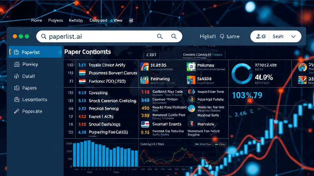 Screenshot of paperlist.ai interface showing searchable paper components