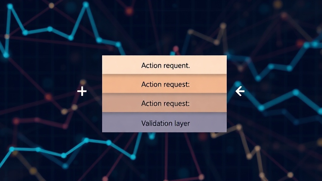 Diagram illustrating the flow of an AI agent's action request through a validation layer.
