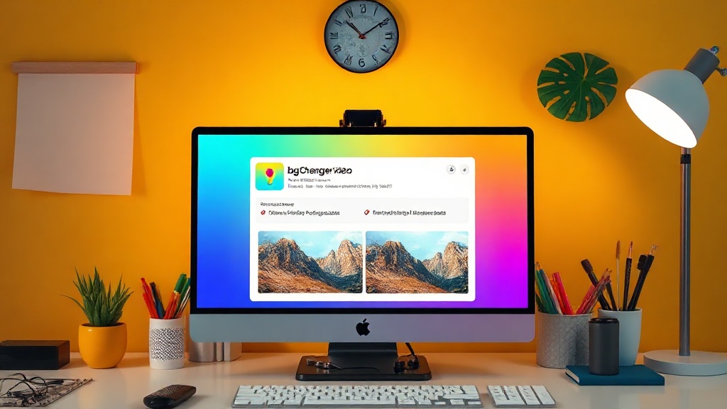User interface of bgchanger.video showing video upload and background replacement options