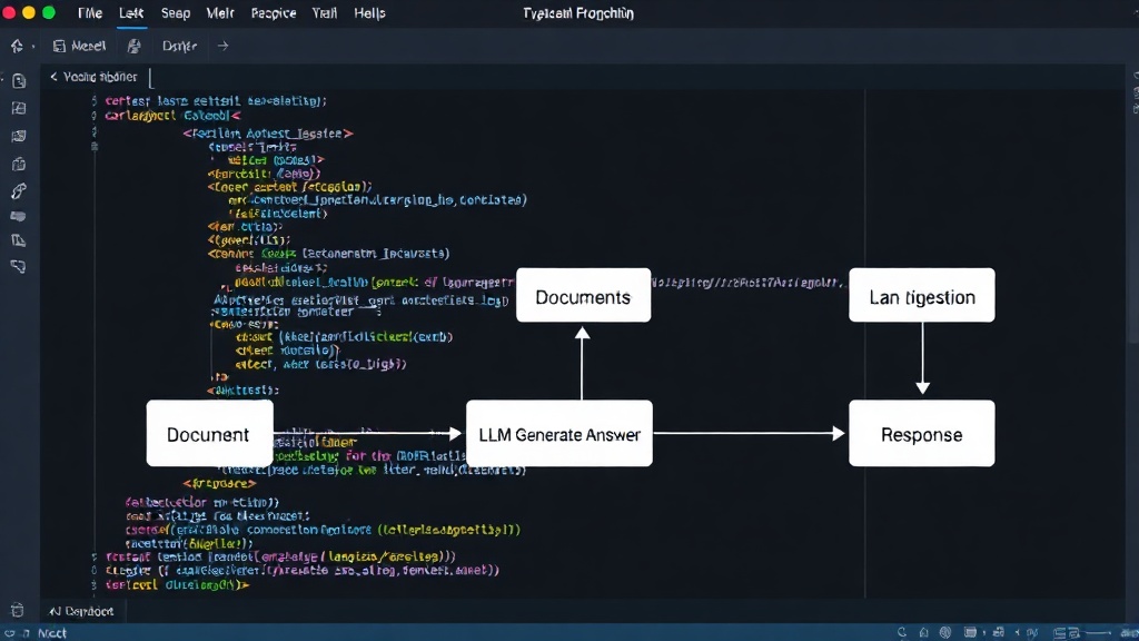 Diagram illustrating a typical LangChain chain: User Question -> Retrieve Documents -> LLM Generates Answer -> Format Response