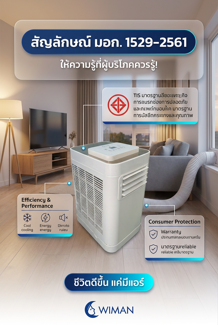 แอร์เคลื่อนที่ WIMAN AIR 12000 BTU พร้อมสัญลักษณ์ มอก.