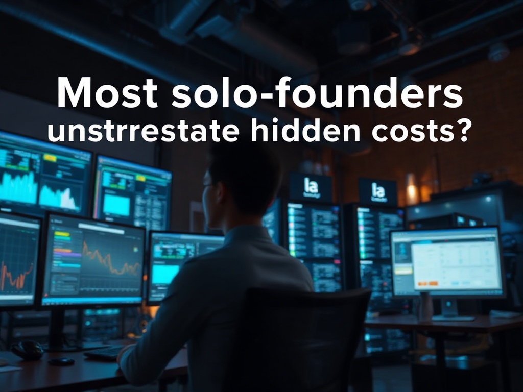 Illustration of solo founder analyzing hidden costs in AI business stack development