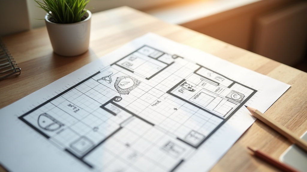 Bedroom lighting calculation sketch with lumens noted per light source