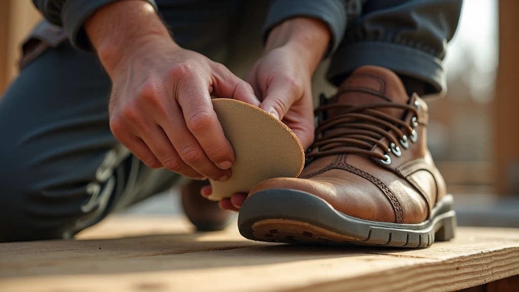 Fitting an orthotic insole into a steel toe work boot