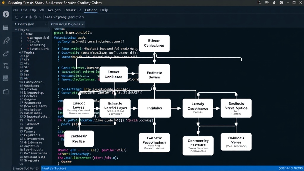 Diagram illustrating Emacs's new service-oriented architecture with distinct modules communicating via interfaces.